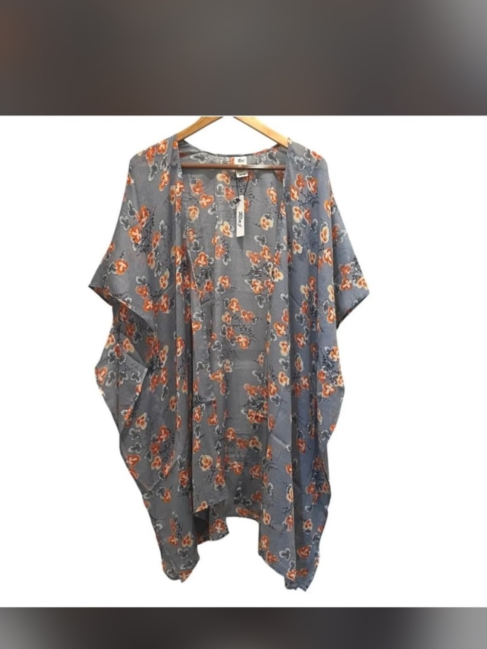 Raj Green Floral Kimono with Orange Floral Accents